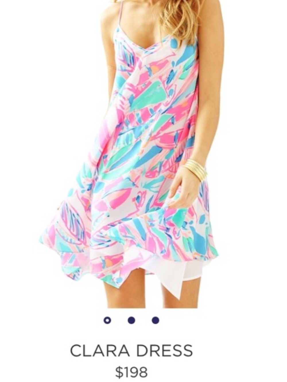 Lilly Pulitzer Clara Silk Dress “Out To Sea" Pink White Blue Spaghetti Strap L